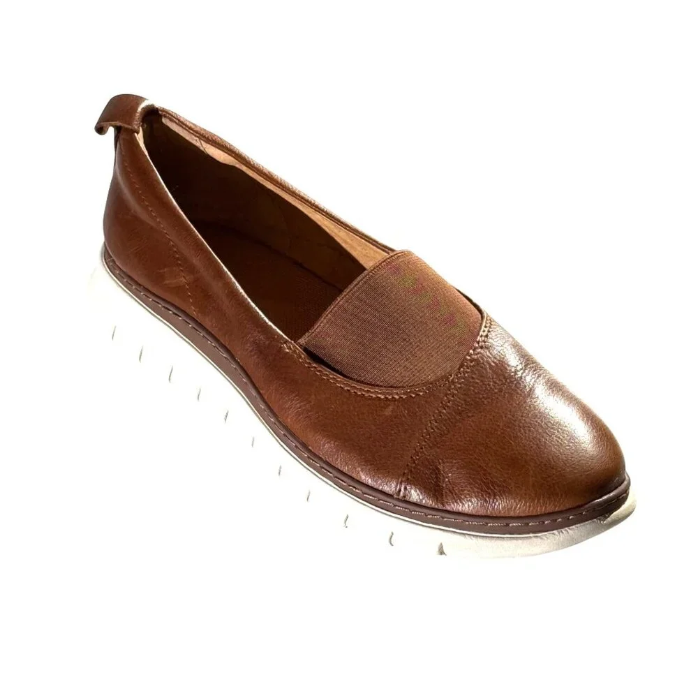Vionic Fresh Liden Womens Casual Slip-On Shoes Size 7 Brown Leather With White R - Picture 1 of 11